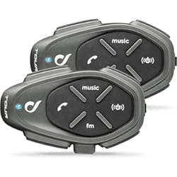 Intercomunicador Moto Grupo Interphone Tour - Bluetooth Auriculares Manos Libres para Casco Moto, para 4 Motoristas, Rango de 1.5 Km, hasta 25 Horas, Radio FM, MP3, GPS, IP67, Universal