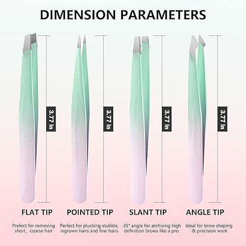 Miniatura 7 de Pinzas y espejo de aumento 10X, espejo de viaje con aumento portátil y juego de pinzas profesionales para el aseo de las cejas, el vello facial, la