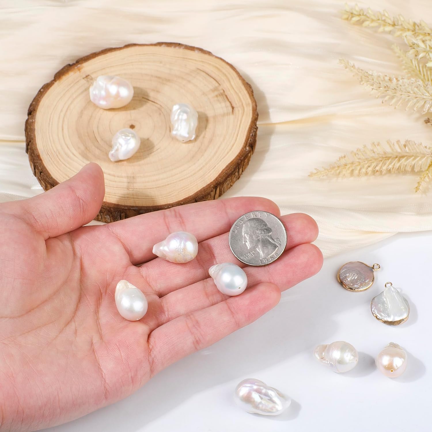 5pcs 14-25mm Teardrop Baroque Pearl Beads, Drop Shape Freshwater Pearls for Dangle Earrings, Pendants, DIY Jewelry Making - Image 2