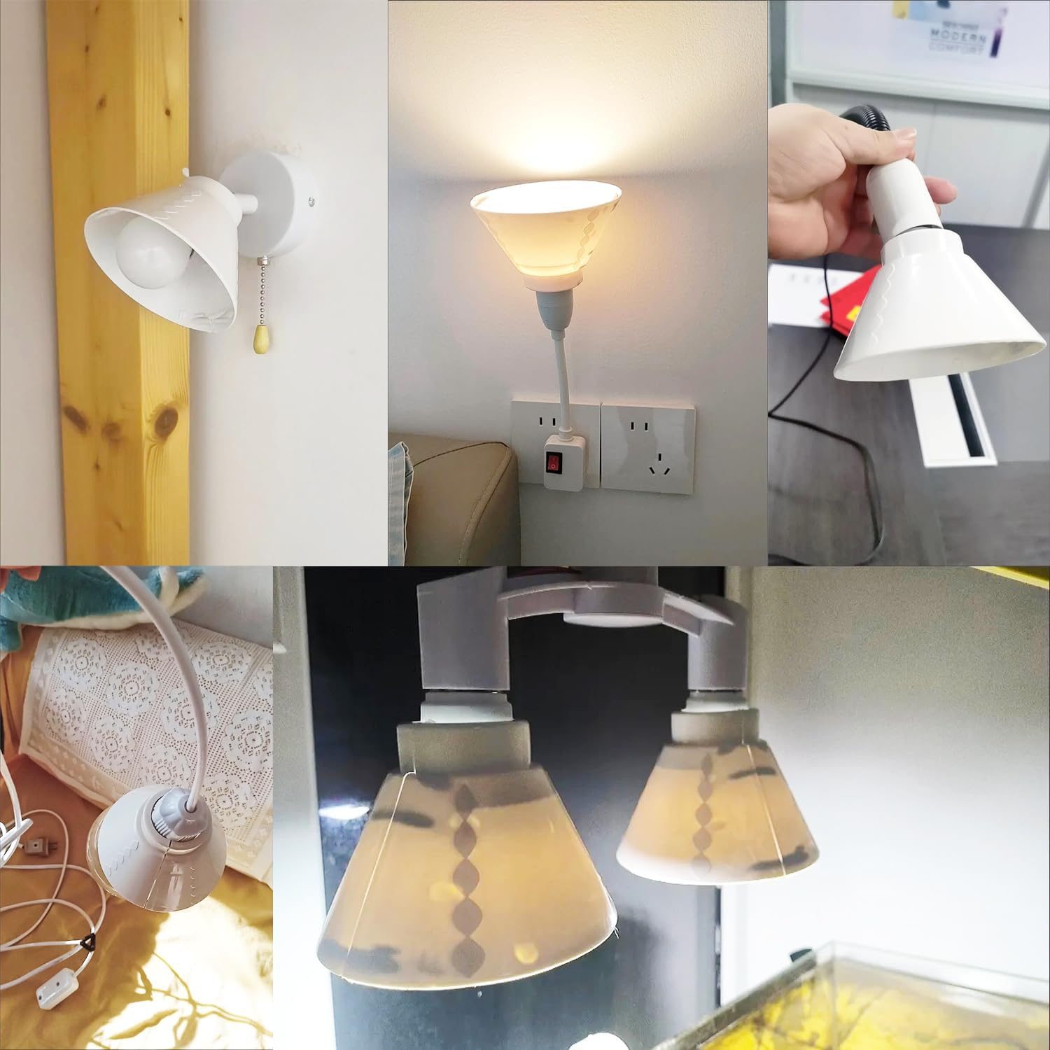 2 Pack Plug in Light Socket Lampshades Outlet to Socket Adapter Shade Table Lamp Base Lampshade for Plug-in Lamp Holder Light Bulb Base with Cord E26 Pendant Light Lamp Socket Fixture