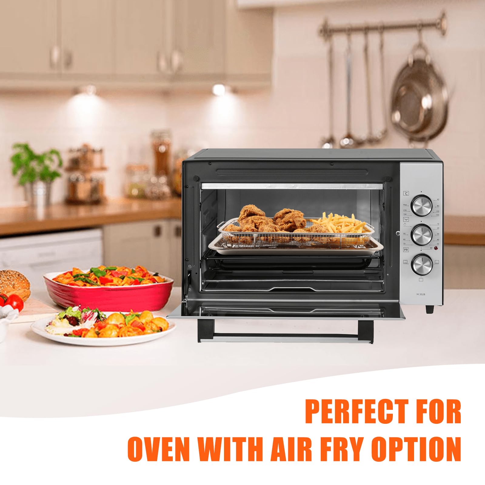 Stainless Steel Air Fryer Basket & Tray for Oven, 12.8" x 9.8", Rectangular, Silver — Amazon image 9