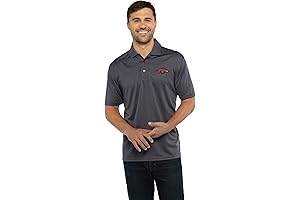 Vantage Apparel Men's Dark Gray Collegiate Premium Moisture Wicking Icon Polo Shirt Arkansas Polo