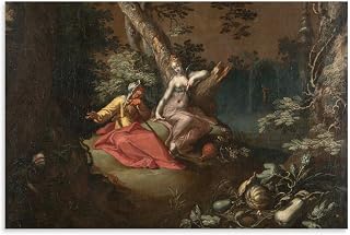 Northern Mannerist Allegorical Scene Wall Decor Abraham Bloemaert's Artwork Depicting Figures, Wooded Landscape And Foliage Details Wall Art Scroll Canvas Painting Picture Living Room Decor Home Unfra