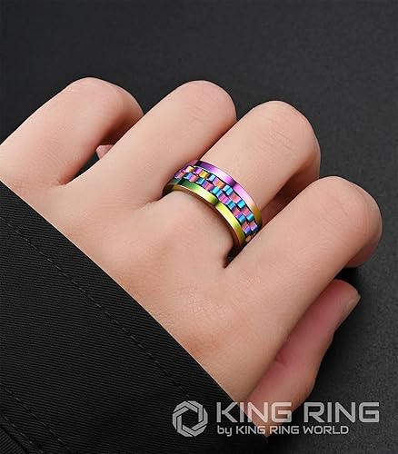 Miniatura 4 de King Ring Anillos giratorios de engranajes de 0.315 pulgadas  Anillos para ansiedad ultra pulidos para hombres y mujeres  Diseñado en Estados Unidos