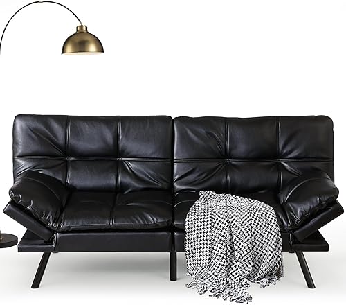 Vista 5 de Sofá cama plegable de espuma viscoelástica convertible con reposabrazos y respaldos ajustables para espacios pequeños, oficina, estudio