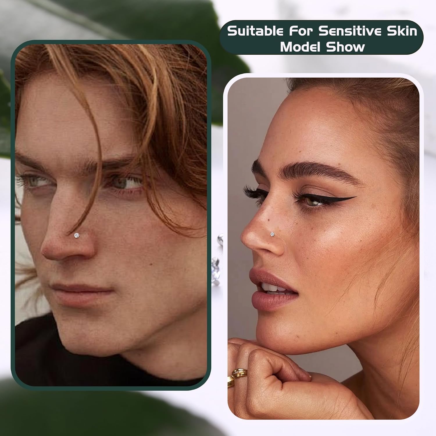 Sllaiss 8 Pcs 20G Nose Ring Studs Made with Austrian Crystal for Women Stainless Steel 1.5mm 2mm 2.5mm 3mm Nose Piercings Set Body Jewelry Hypoallergenic - Image 3