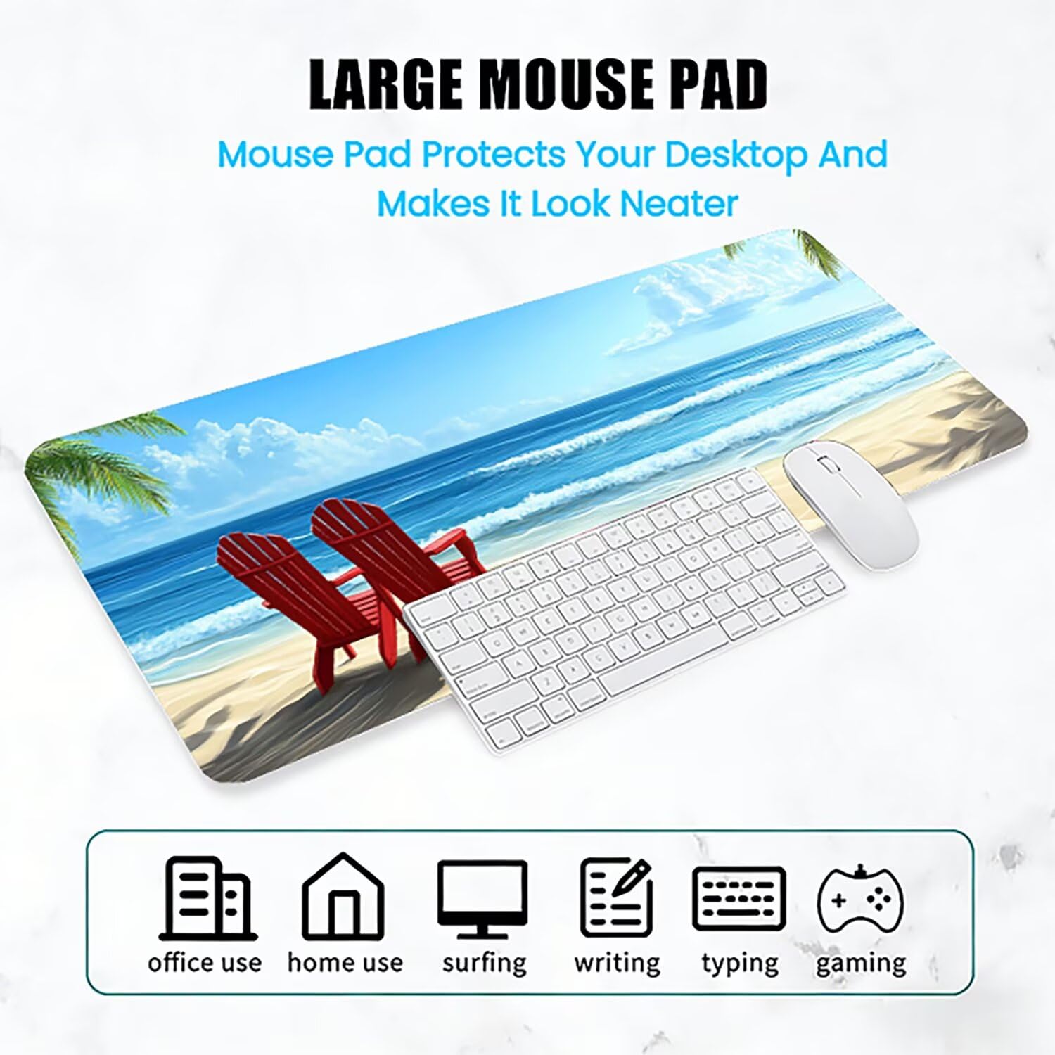 Podkładka pod mysz Lejnlnng XXL - 120x60cm - Ocean Grand Gamer Mouse Pad, fabryka XL antypoślizgowa gumowa mata na biurko, wodoodporna podkładka pod mysz o wysokiej precyzji i szybkości baza JL-7318