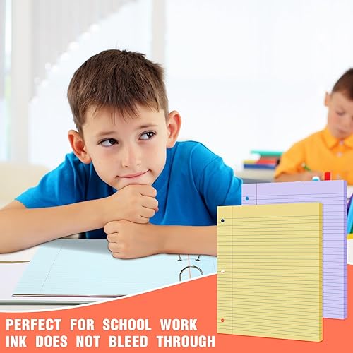 Miniatura 6 de Paquete de 12 hojas sueltas de 8 x 10.5 pulgadas, 1200 hojas de papel de relleno de 3 agujeros perforados de calidad para carpetas de 3 anillos para