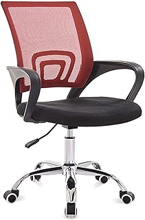 Silla Oficina Malla Con Respaldo Medio Ergonómico Giratorio Silla Oficina Escritorio Negro Sillas Trabajo Para Computadora Con Soporte Lumbar Altura Ajustable,Rojo
