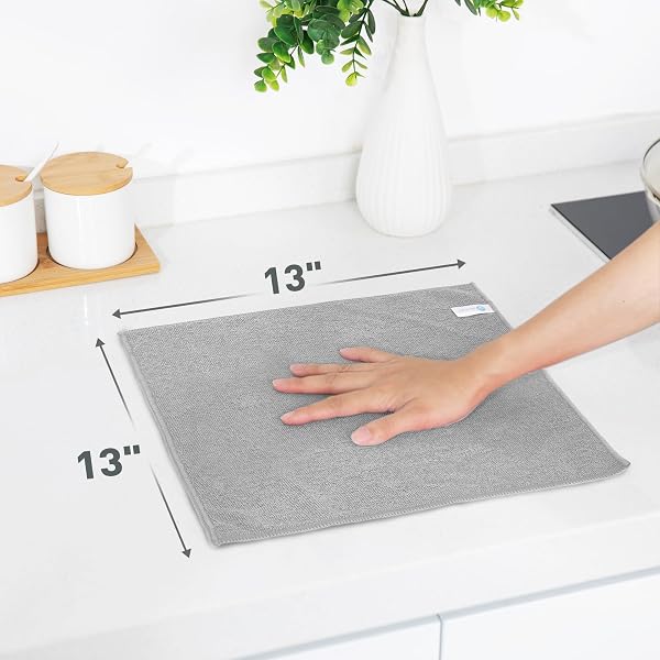 マイクロファイバー クロス 雑巾 吸水 速乾 タオル 多機能 ぞうきん 12 枚 33×33cm グレー - 2