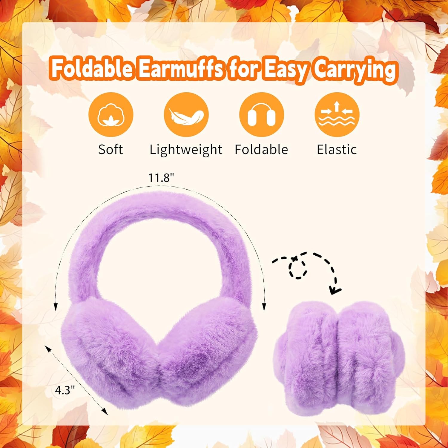 Girls Winter Earmuffs Gloves Set Kids Foldable Ear Covers Warm Plush Ear Muffs Knit Gloves, Ages 7-12 - Image 2