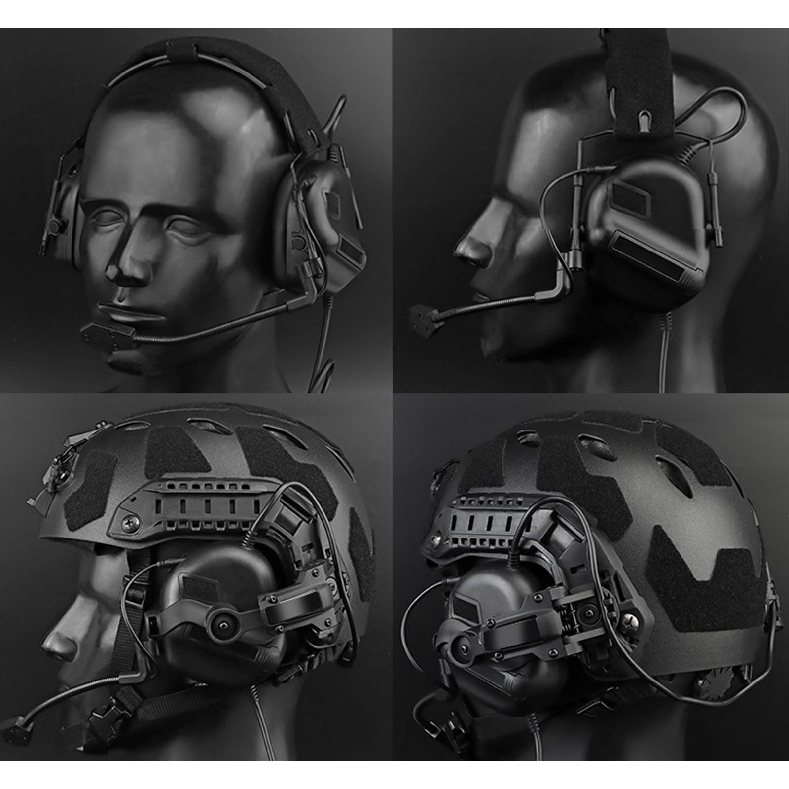 Cuffie Tattiche con PTT U94 A 2 Pin Acquisizione Audio E Riduzione del Rumore – Adattatore per Casco Arc Rail per Softair, Caccia E Tiro, Protezione dell'Udito