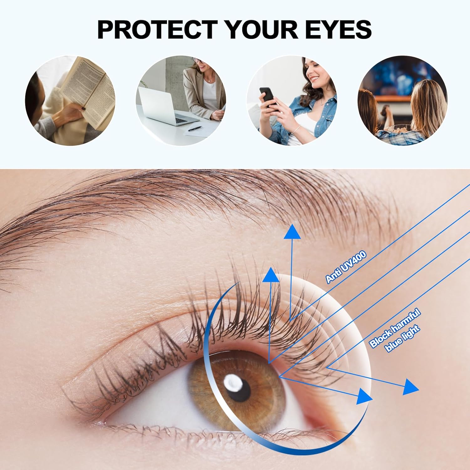 Oversized Designer Round Reading Glasses Women, Large Half Frame Anti Blue Light Reader, Anti Eyestrain Reader glass - Image 5