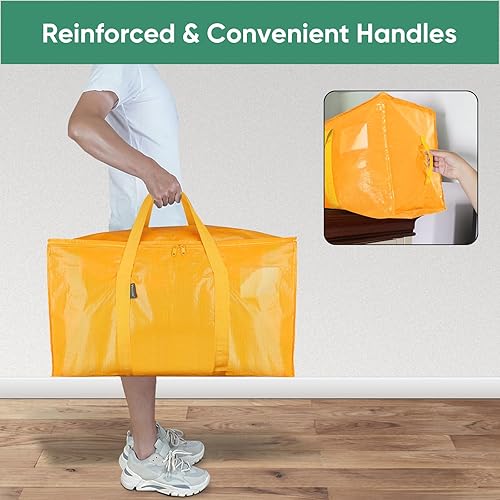 Vista 99 de BALEINE Paquete de 6 bolsas de mudanza de gran tamaño con asas reforzadas, bolsa de almacenamiento resistente para ropa, suministros de mudanza