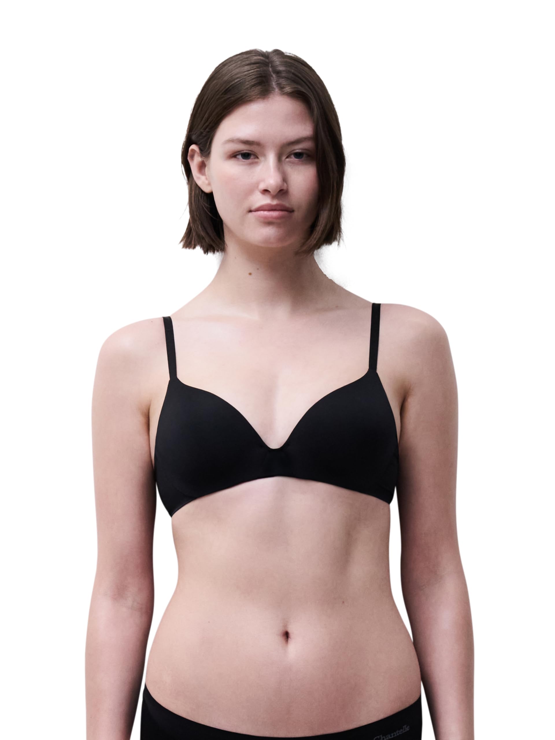 Chantelle Women's Black Essentiall, Wirefree Triangle T-Shirt Bra, Invisible Lingerie, M
