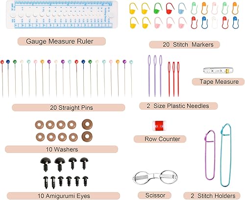 Miniatura 3 de SHAXANO Juego de ganchos de ganchillo para principiantes, juego de ganchillo de 95 piezas, 9 tamaños con agarre ergonómico suave, 5 tamaños de