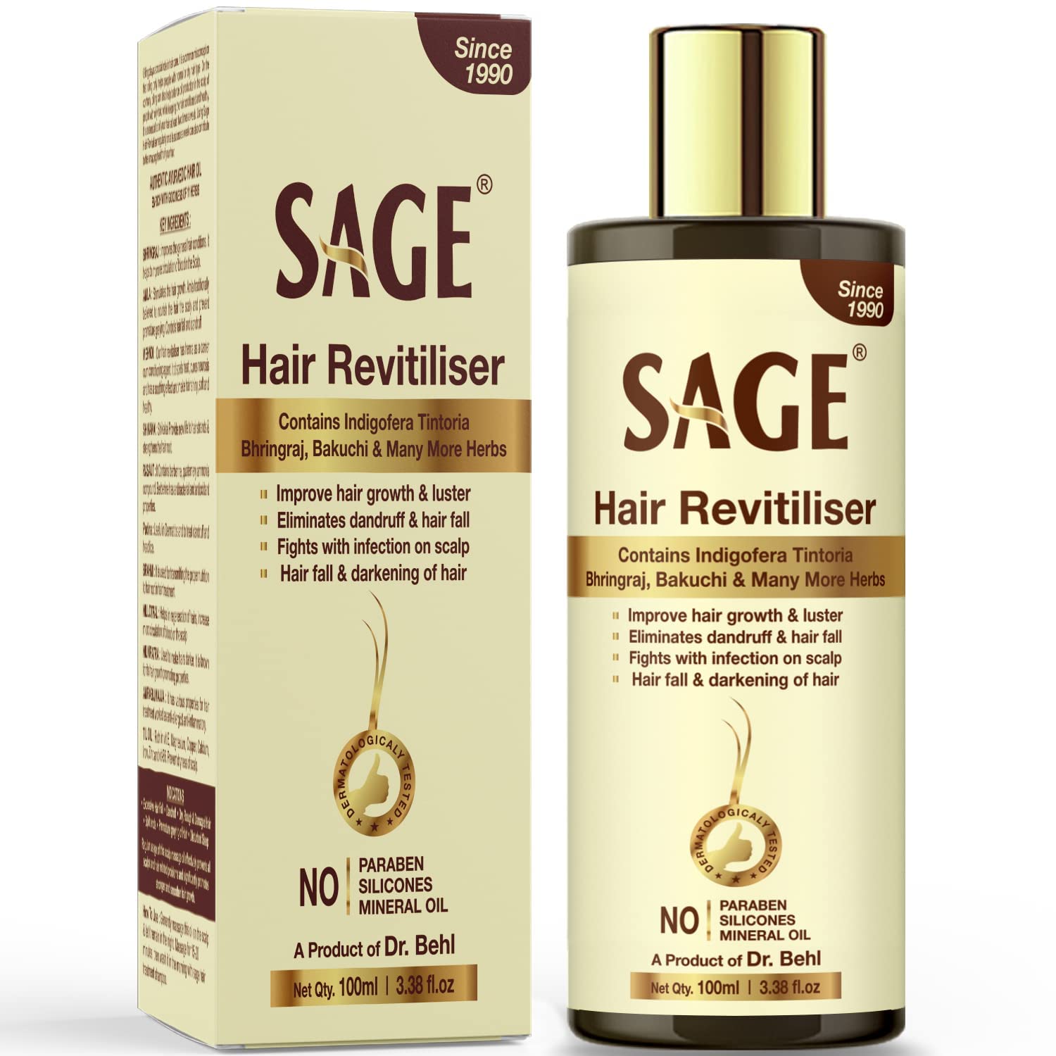 Sage Herbals Hair Revitaliser Oil, Boosts hair growth, Prevents hair fall and Fights from Dandruff, Dermatologically Tested (100 ml, Pack of 3)-image-15