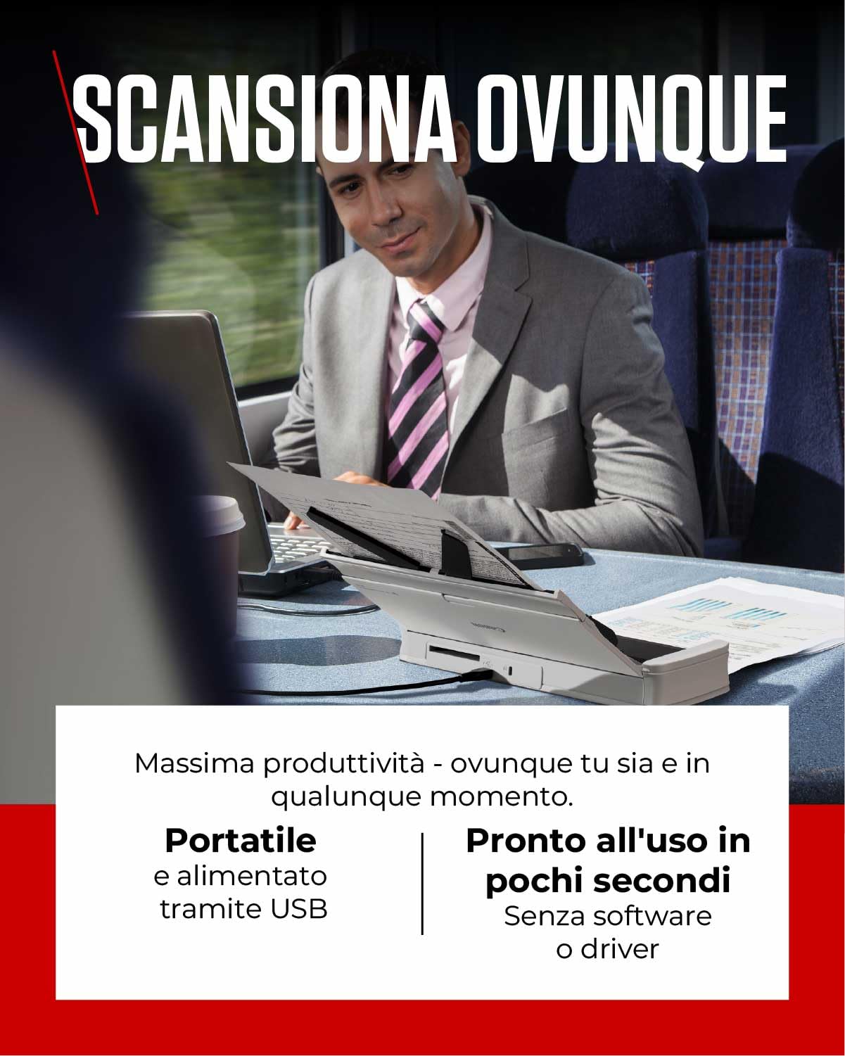 Canon Scanner Portatile imageFORMULA R10 | Scanner Fronte-Retro per Casa e Ufficio | Alimentato via USB | Fino a 12 Pagine al Min | Alimentatore Automatico da 20 Fogli | Software CaptureOnTouch Lite