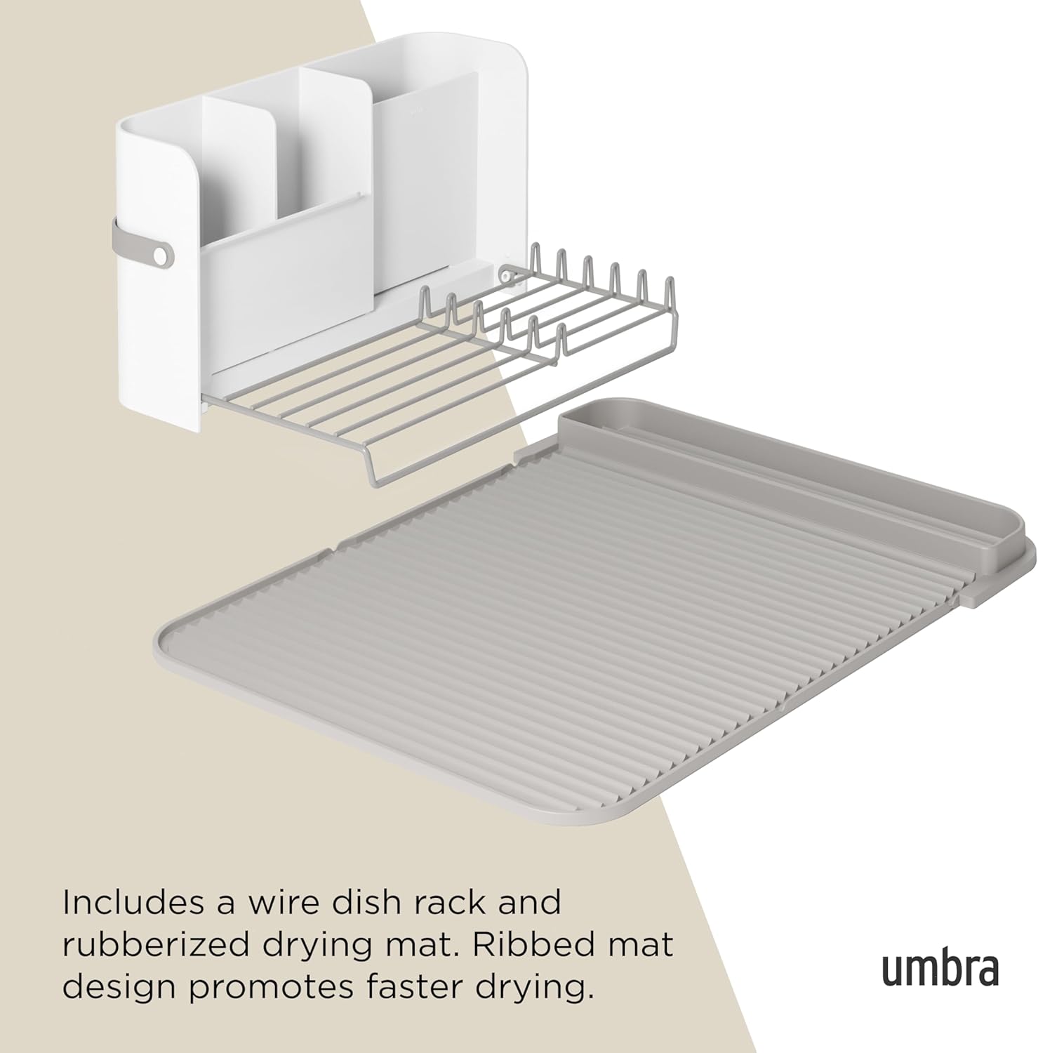 Umbra Sling Compact Dish Rack for Drying Dishes, Cutlery and More, Folds Away for Compact Storage