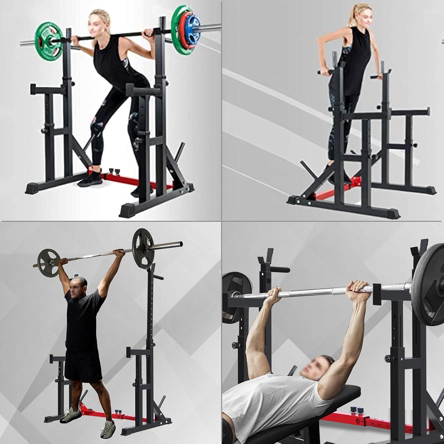 Multifunctional Barbell Rack 600LBS Capacity Barbell Weight Rack Home Gym Fitness Adjustable Squat Rack Weight Lifting Bench Press Push-ups : Sports & Outdoors