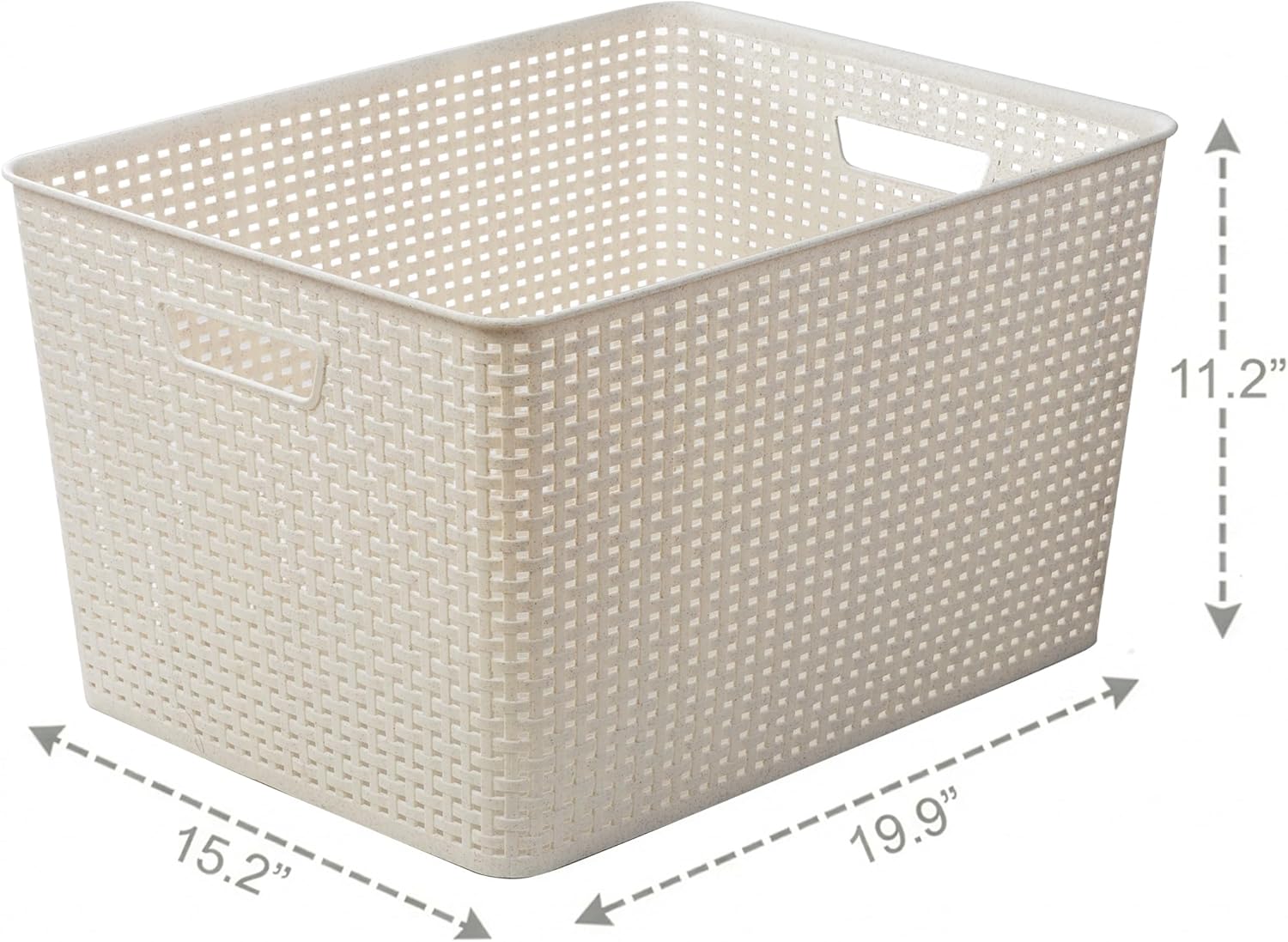 BINO | Plastic Storage Baskets, 45 Liter - 2 Pack, Natural | THE WOVEN COLLECTION | Storage Basket for Shelves | Woven Storage Baskets for Organizing Bins | Pantry Shelf Organizer | Container Bin