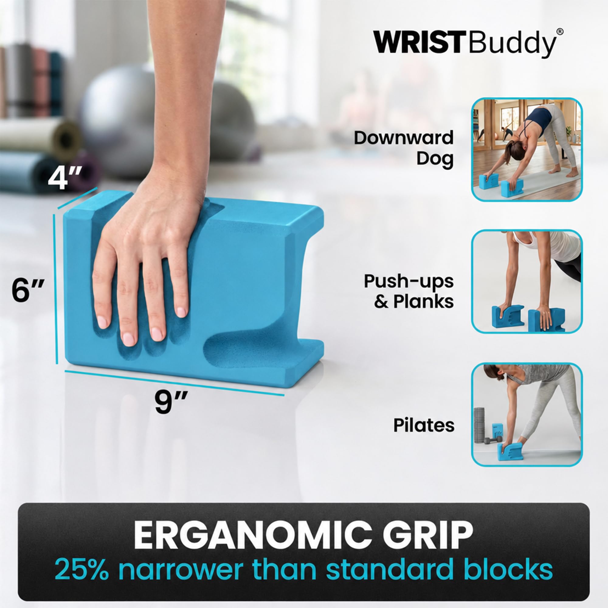 WRIST BUDDY Bloki do jogi, zaprojektowane, aby pomóc w bólu nadgarstka, komforcie i sile chwytu | Prime Support for Balance Fitness and Exercise | Wszystkie klocki piankowe EVA zestaw akcesoriów do