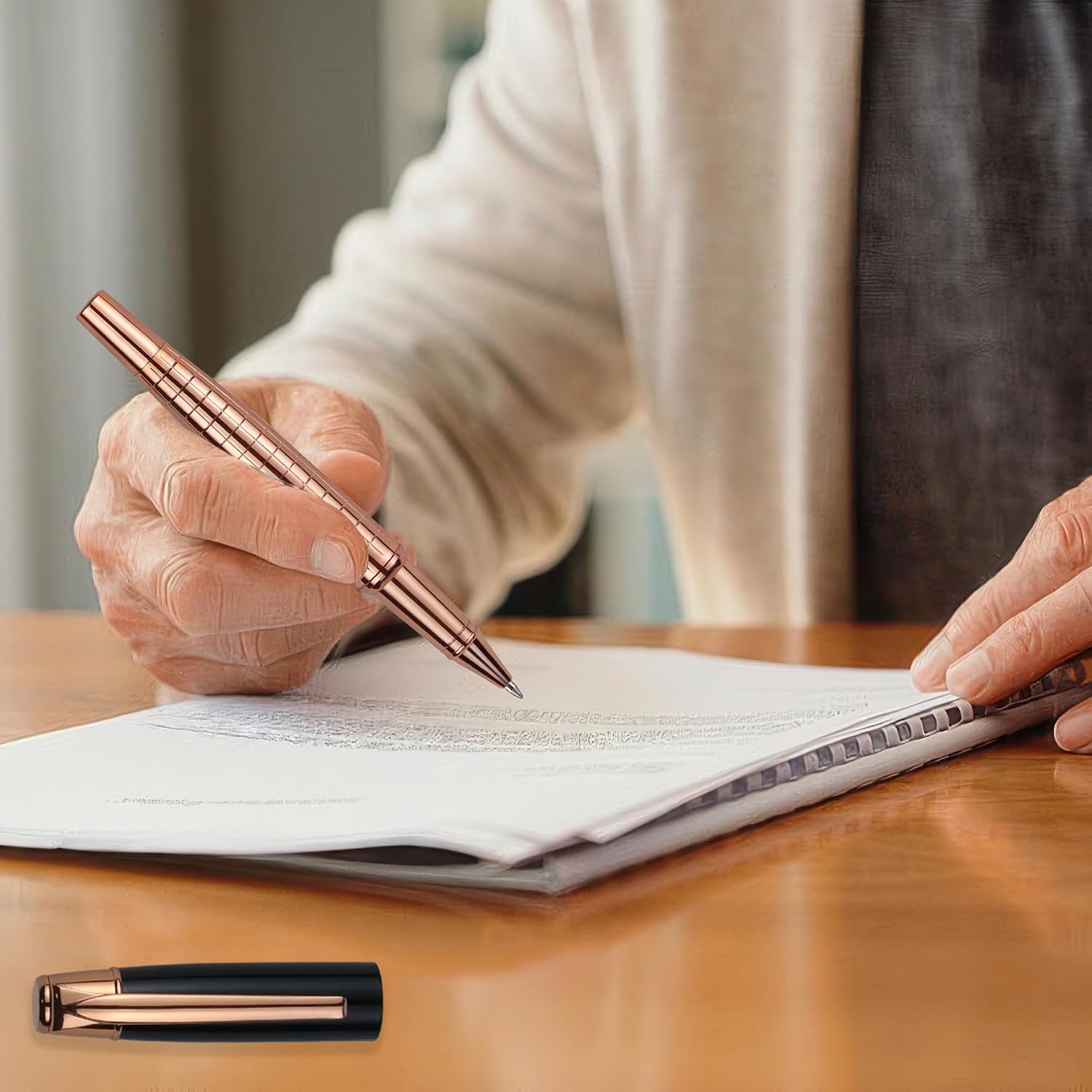 Luxury Ballpoint Pen with Gift Box&Extra Black Ink Refill for Men&Women Professional Exceutive pen office.(RoseGold) image 5