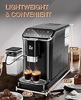 Vista 8 de Zstar Máquina de café expreso totalmente automática con espumador de leche, cafetera de café expreso profesional con molinillo, limpieza automática