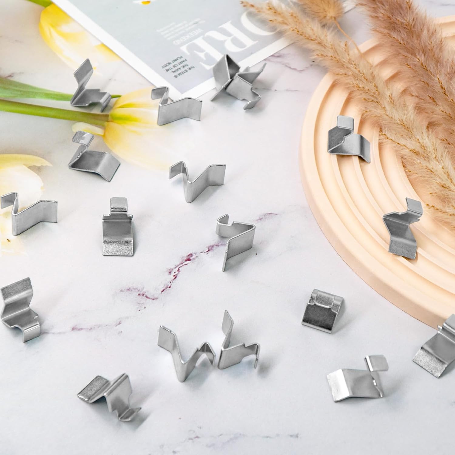 60 Pcs Cabinet Shelf Clips, Heavy Duty Shelving Brackets Clips Shelf Support Holder for Kitchen Cabinets Bookshelf Wood Metal Shelving (Silver)