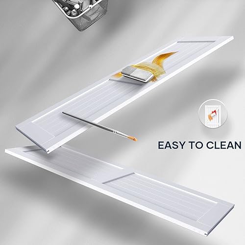 Miniatura 5 de EaseLife Puerta de granero blanca de 32 x 84 pulgadas con kit de herrajes para puerta corredera de 5.5 pies incluido y asa, cubierta de madera