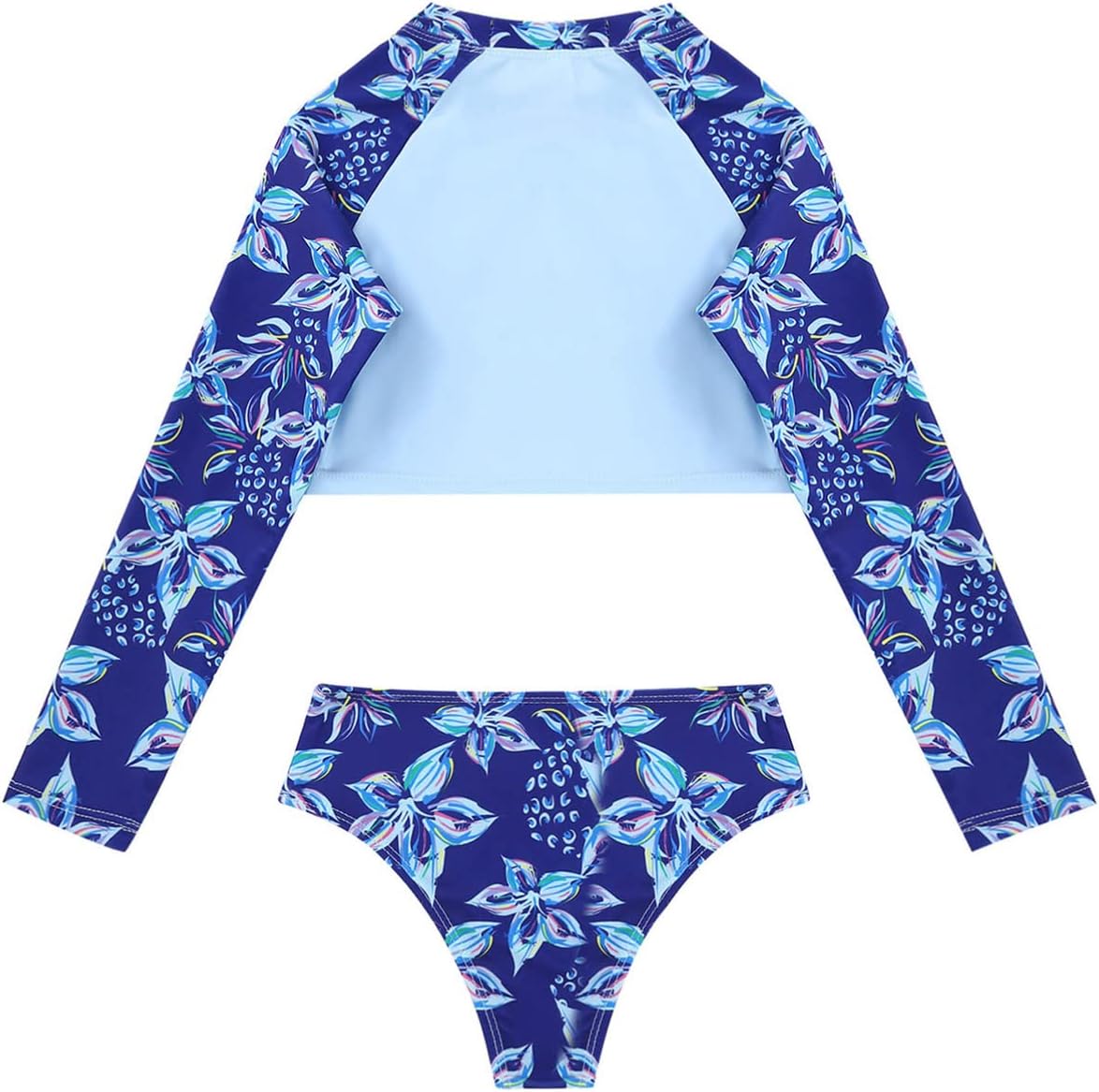 CHICTRY Kids Girls Tropical Rash Guard Sets Long Sleeve Crop Top with High Waist Bottoms