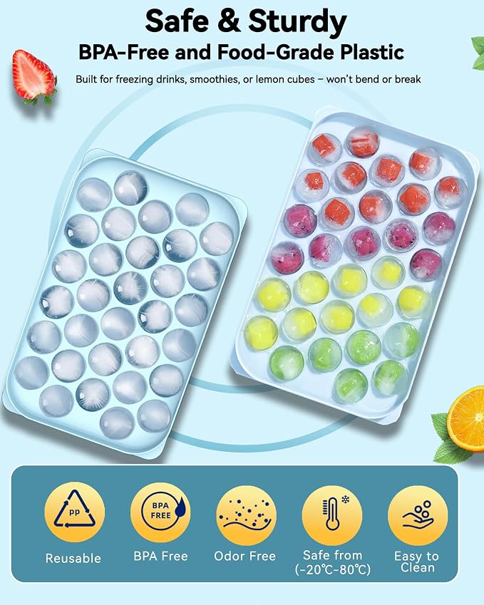 Cubiteras para hielo esférico con tapa y caja, 2 unidades miniatura 3