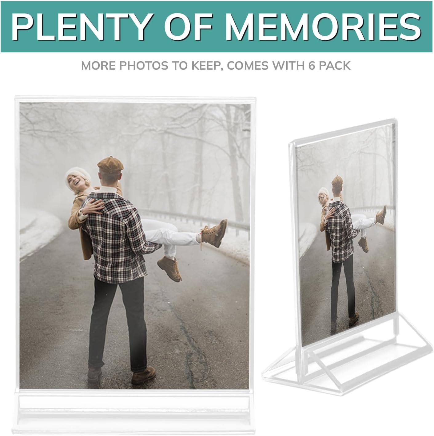 pbf 8.5x11 Acrylic Picture Frame Display Stand | 8.5 x 11 Vertical Clear Acrylic Sign Holder | Clear Photo Frame for Table Sign, Tabletop Wedding Sign, Menu, QR Code (6-Pack)