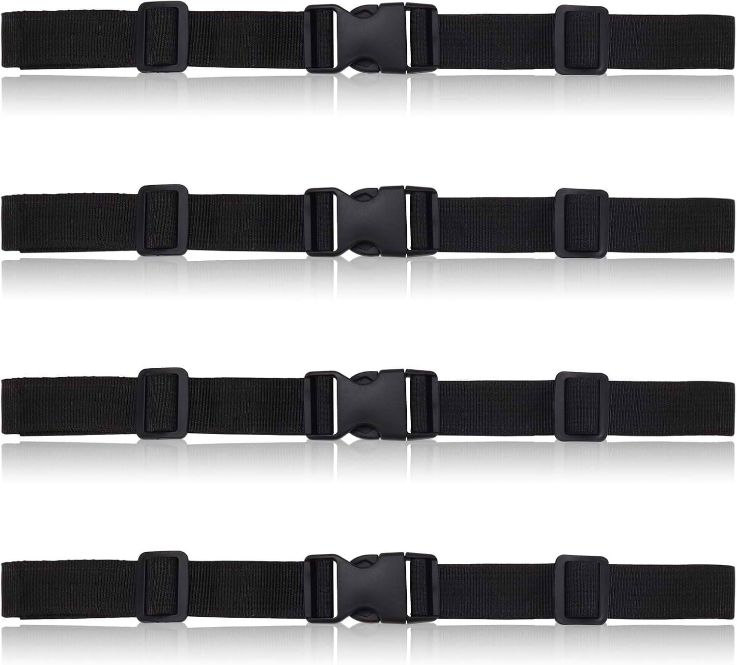 4 Pcs Non-Slip Backpack Chest Straps, Heavy Duty Adjustable Adult Universal Backpack Sternum Strap Chest Belt with Quick Release Buckle for Outdoor Camping Hiking Jogging（Black）