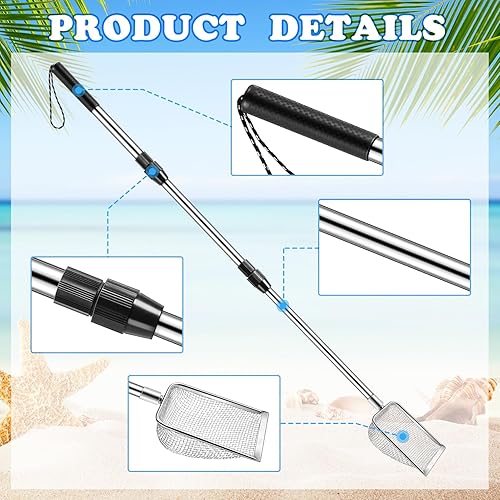 Miniatura 4 de POILKMNI 2 piezas de tamiz de dientes de tiburón, tamiz de arena de playa, cuchara de arena para pala de playa, herramienta de tamiz para recoger