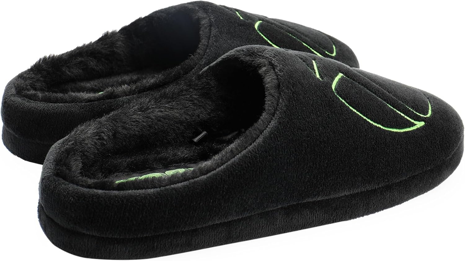 Xbox Slippers for Men Gaming Logo Slip On Mules in Black Velour Console Fur Lined House shoes Adult Indoor Footwear