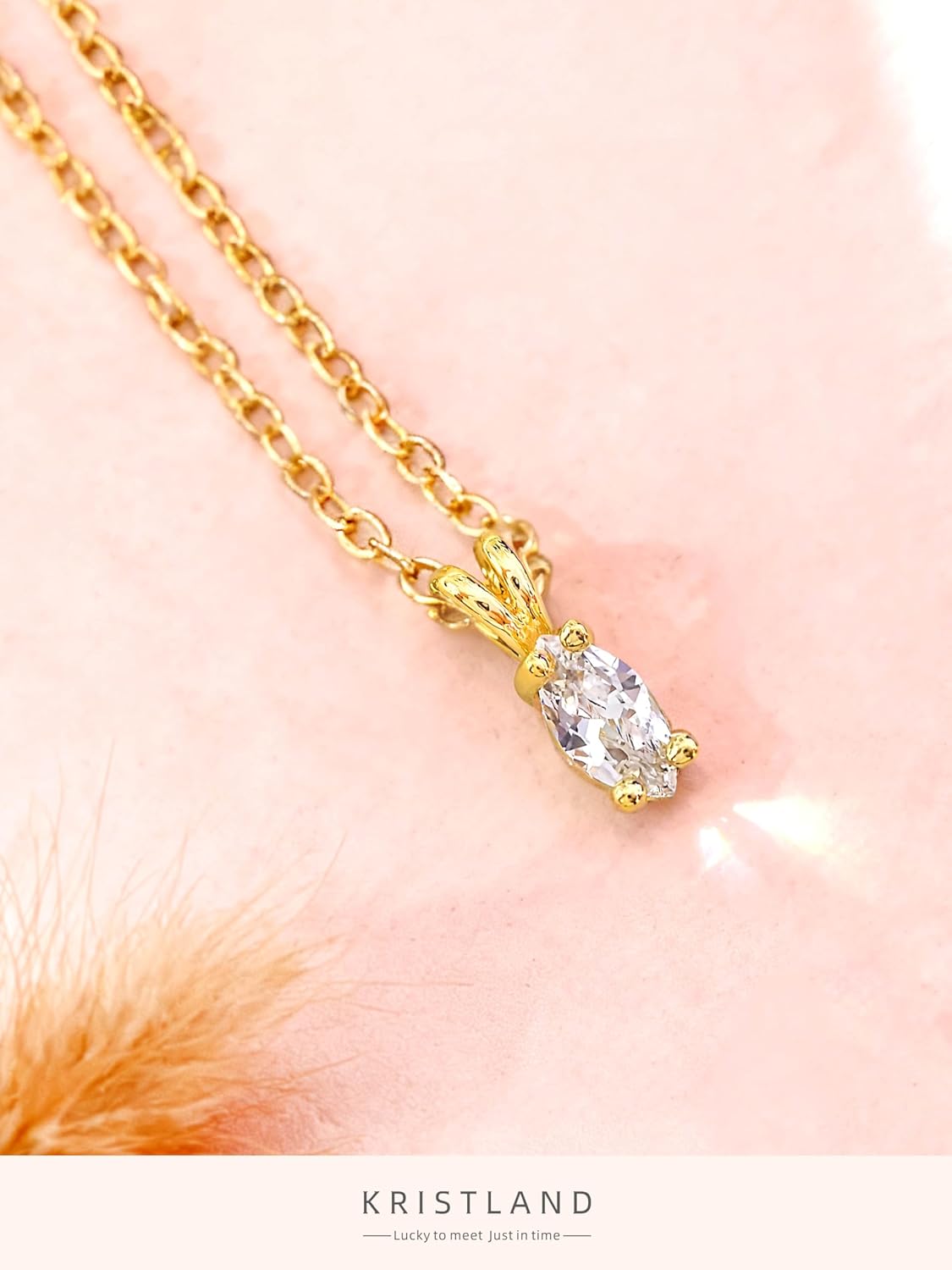 18K Gold Plated Dainty CZ Simulate Diamond Solitaire Marquise Flower Choker Chain Silver Necklace for Women Gift - Image 7