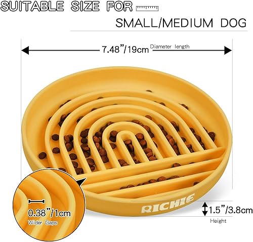 Miniatura 8 de RICHIE Slow Feed - Cuenco para perros, antigolpe, silicona duradera, seguro para razas pequeñas a grandes, color azul