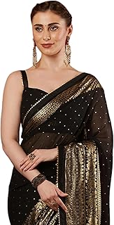 SIRIL Women's Georgette Foil Printed Saree with Unstitched Blouse Piece Price In India