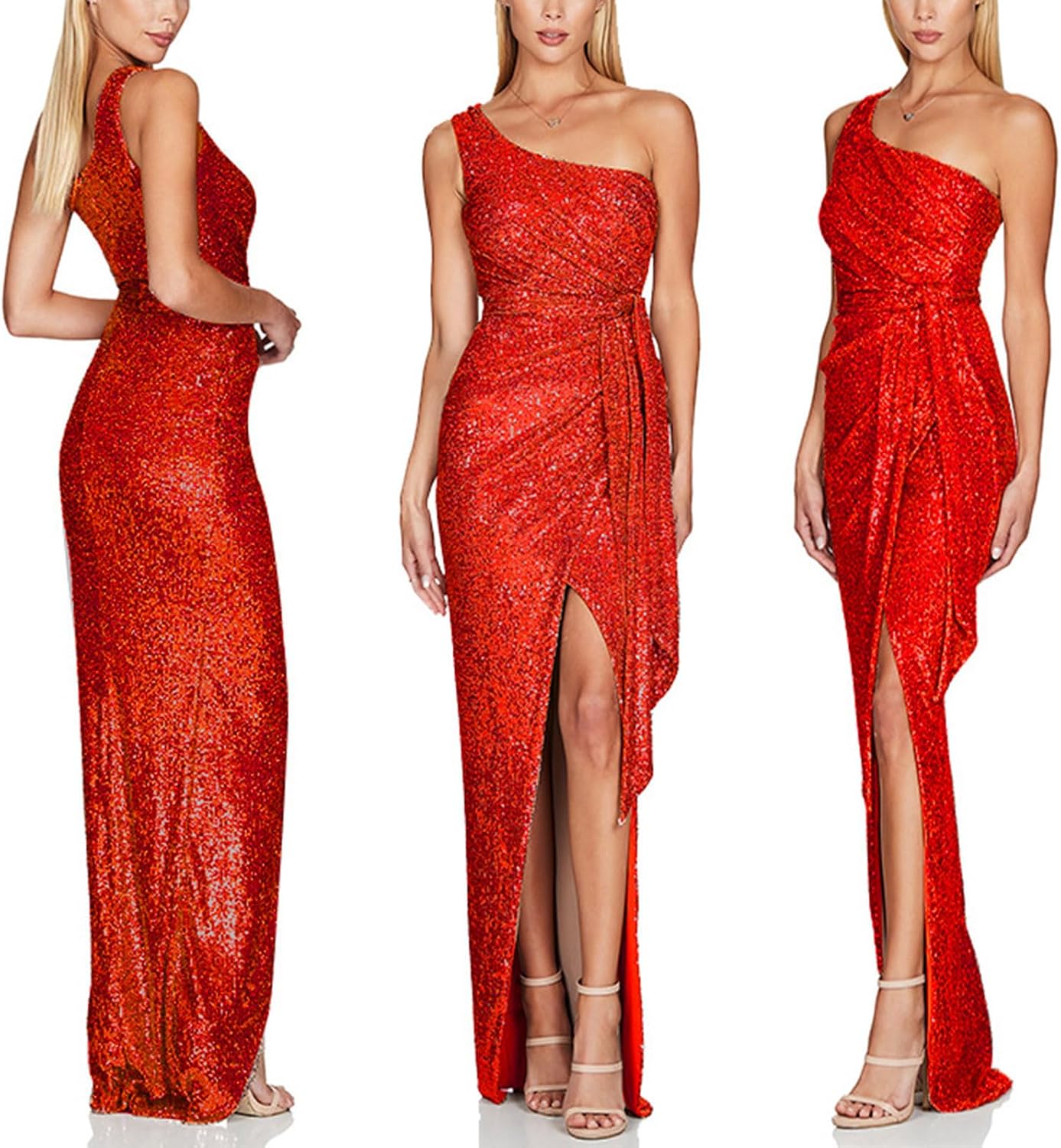Women Sparkly Sequin Formal Dress,Bodycon Sleeveless Evening Dresses
