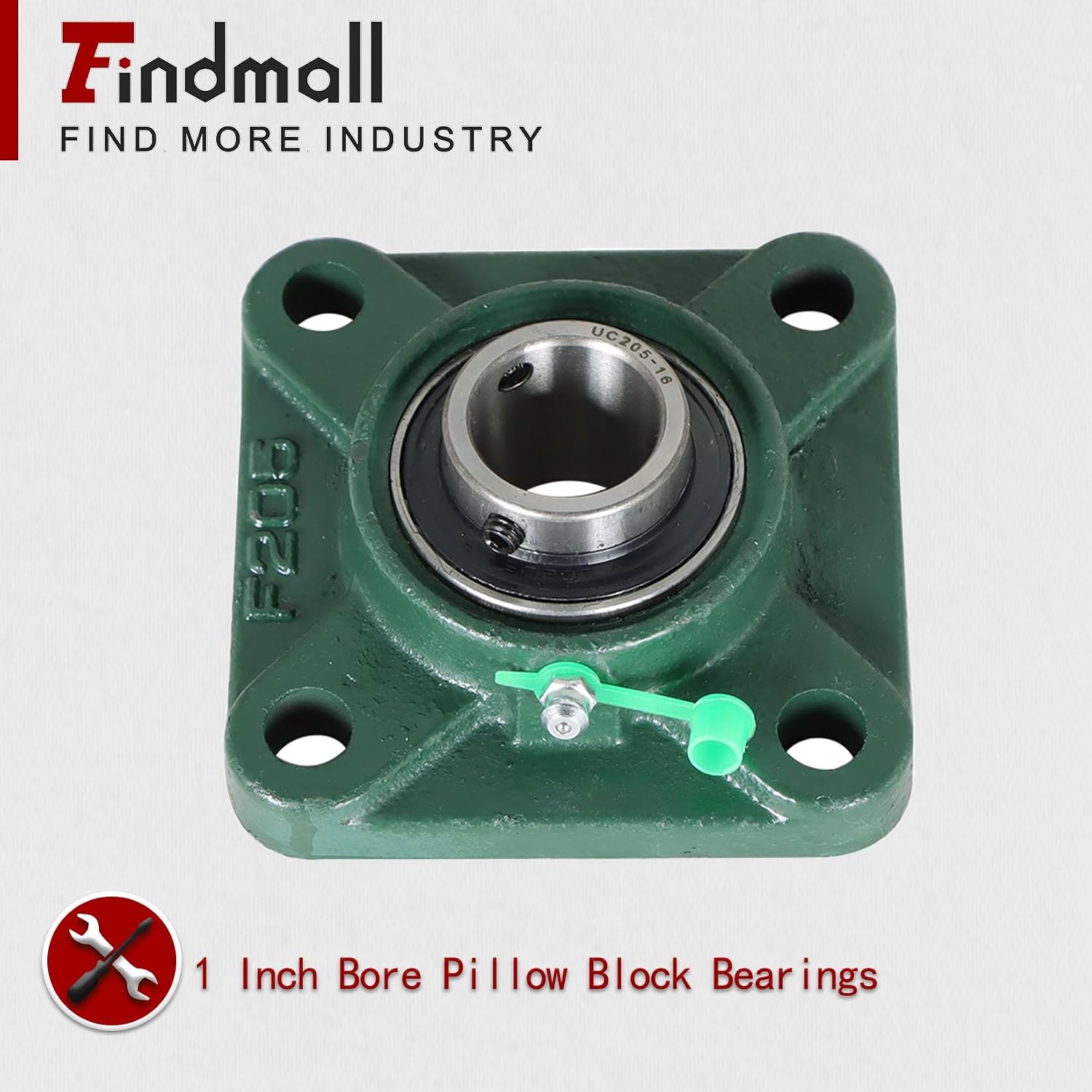 findmall 10Pcs UCF205-16 Pillow Block Bearing 1 Inch Bore Pillow Block Bearings Bearing Steel 4 Bolt Pillow Block Flange Bearing Self Alignment
