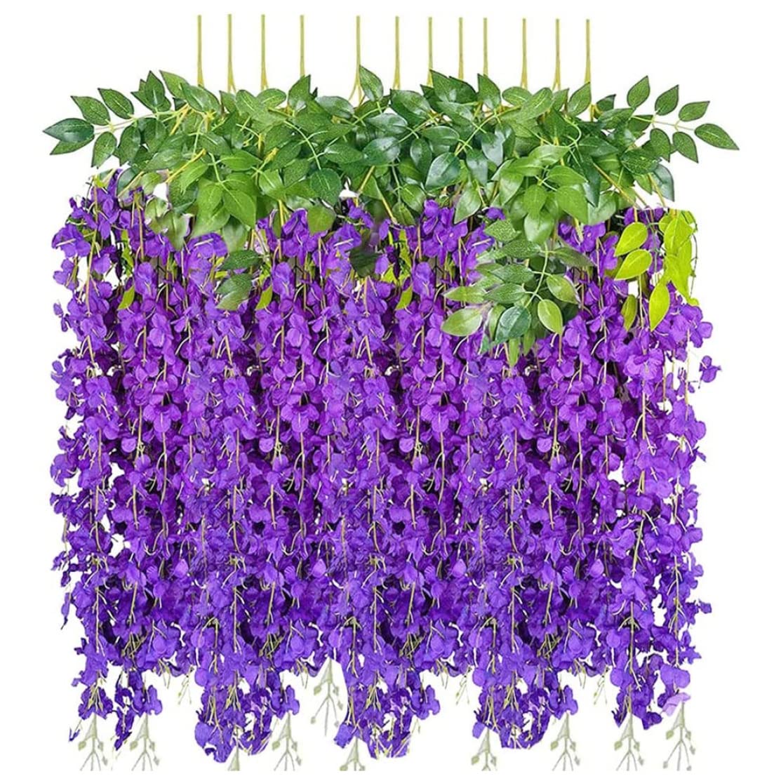 Glycine artificielle suspendue fleur de soie durable pour arche de mariage lot de 12
