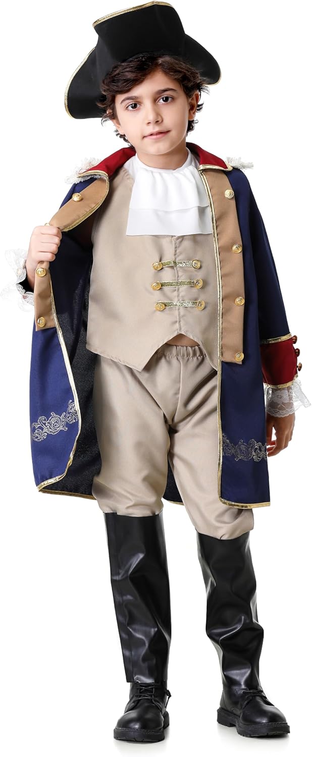 GRAJTCIN Colonial Costume Boys Revolutionary War Costume Kids 18th Century Historical Halloween Costume - Image 3