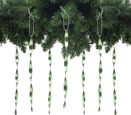 Miniatura 40 de AMS Adornos para árbol de Navidad, juego de 24 piezas de adornos de carámbanos retorcidos de aluminio para árbol de Navidad, fiesta de Año Nuevo