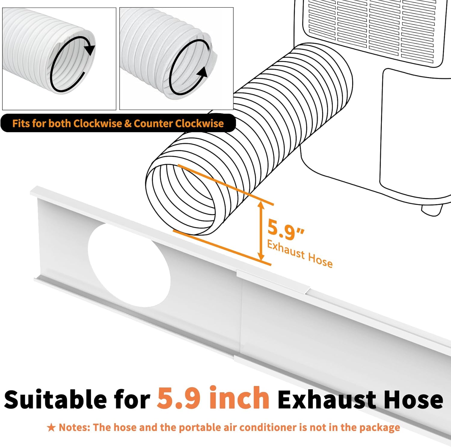 LBG Products Portable Air Conditioner Sliding Door Kit,Adjustable Length Sealing Plates Up to 90 inches,Sliding Door AC Vent Kit for Exhaust Hose, Universal for Ducting with 5.9 inches Diameter
