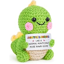 AceThrills Auntie Gifts for Mothers Day, Best Auntie Gifts for Women - Handmade Crochet Funny Cute Dinosaur Auntiesaurus from Nephew Niece, Aunt Gift Ideas for Birthday Mothers Day Wedding Christmas