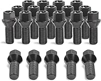 SUCOSO M14x1.5 Black Lug Bolts 20PC for Audi A3-A8 S3-S8 VW Golf Jetta Tiguan - 28mm OEM Shank Conical Seat