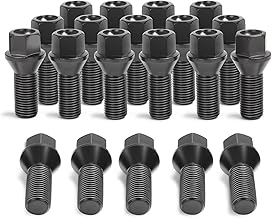 14x1.5 Lug Bolts Fit for A3 A4 A5 A6 A7 A8 S3 S4 S5 S6 S7 S8 Jetta Tiguan Golf Beetle CC, M14x1.5 Lug Bolts Black 20PC 28mm Shank(OEM Length) 52mm Length Conical Bulge Seat