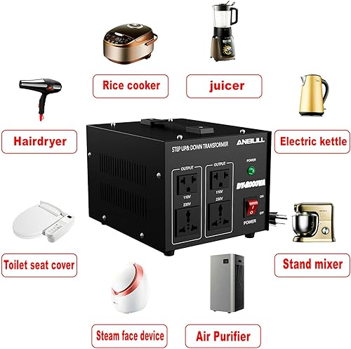 Miniatura 4 de Anbull Convertidor de voltaje de 2000 W, transformador de voltaje de 220 V, 230 V, 240 voltios a 110 V, 120 voltios o 110 V, 120 voltios a 220 V,