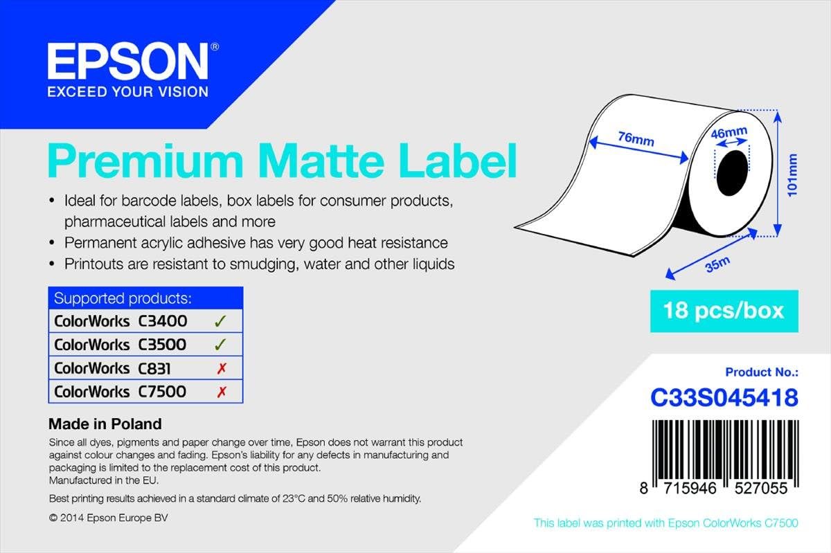 Epson 1roll Premium Matte Label Cont 76mm x 35m minorde